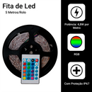 Fita LED RGB 5050 – 5 Metros com Controle e Fonte | À Prova d'Água – IP65 | Bivolt