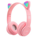 Fone de Ouvido Bluetooth Orelha de Gato P47M – LED RGB, Som Potente e Design Encantador