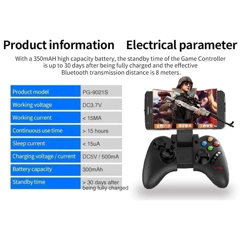 Controle Bluetooth Ipega PG-9021 – Preto | Compatível com Android, iOS, PC e Tablet