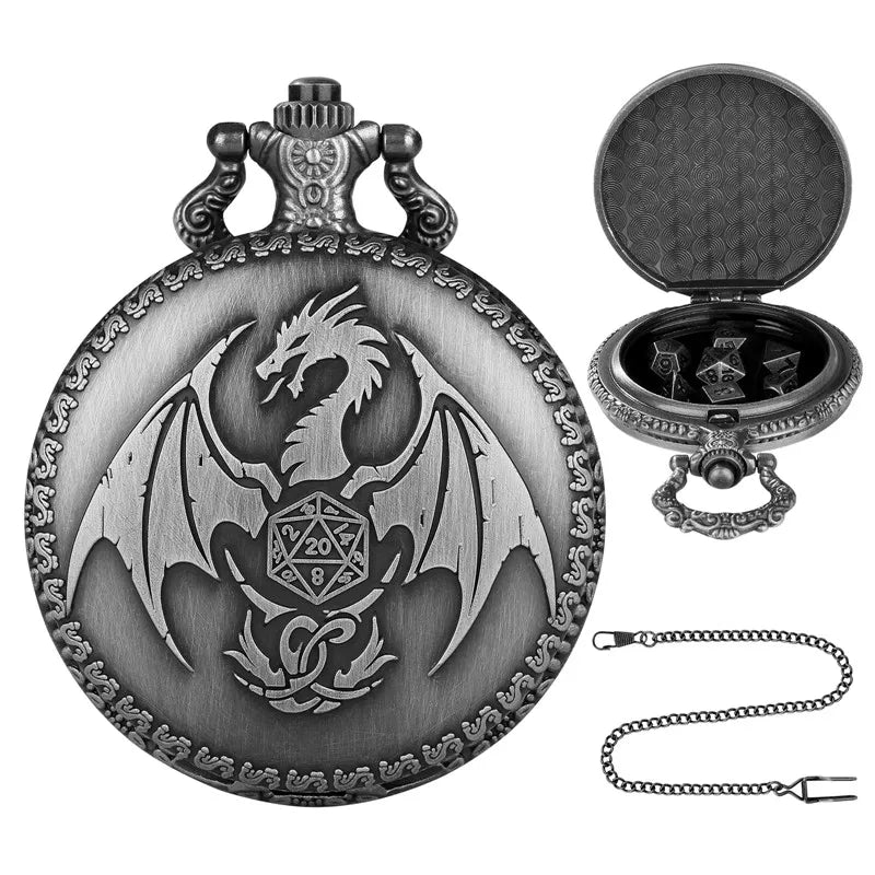 Relógio de Bolso com Mini Dados de Metal
