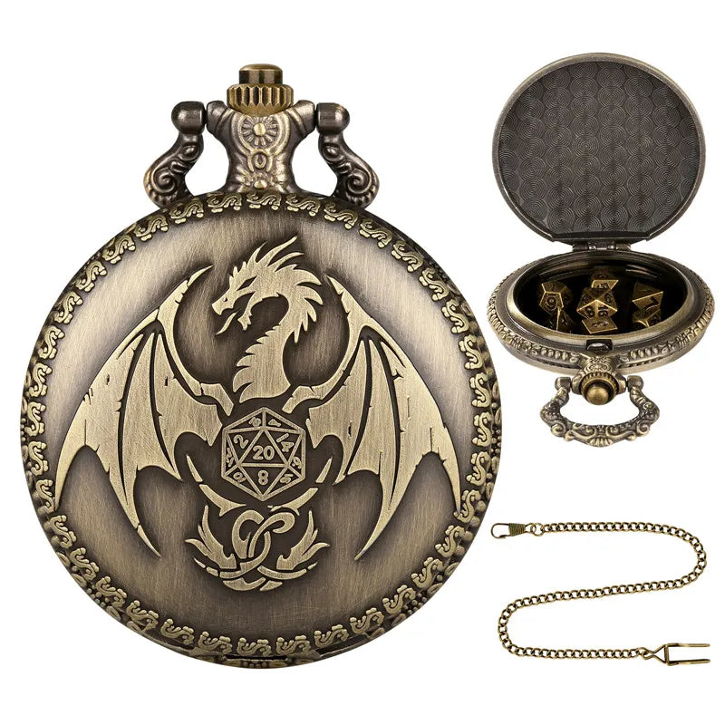 Relógio de Bolso com Mini Dados de Metal