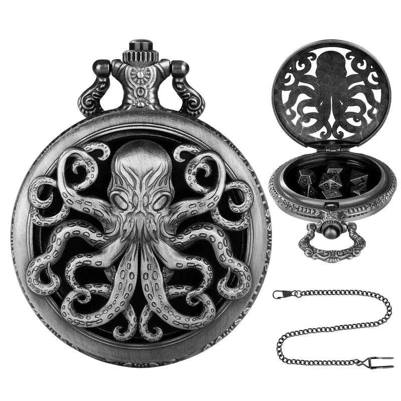 Relógio de Bolso com Mini Dados de Metal