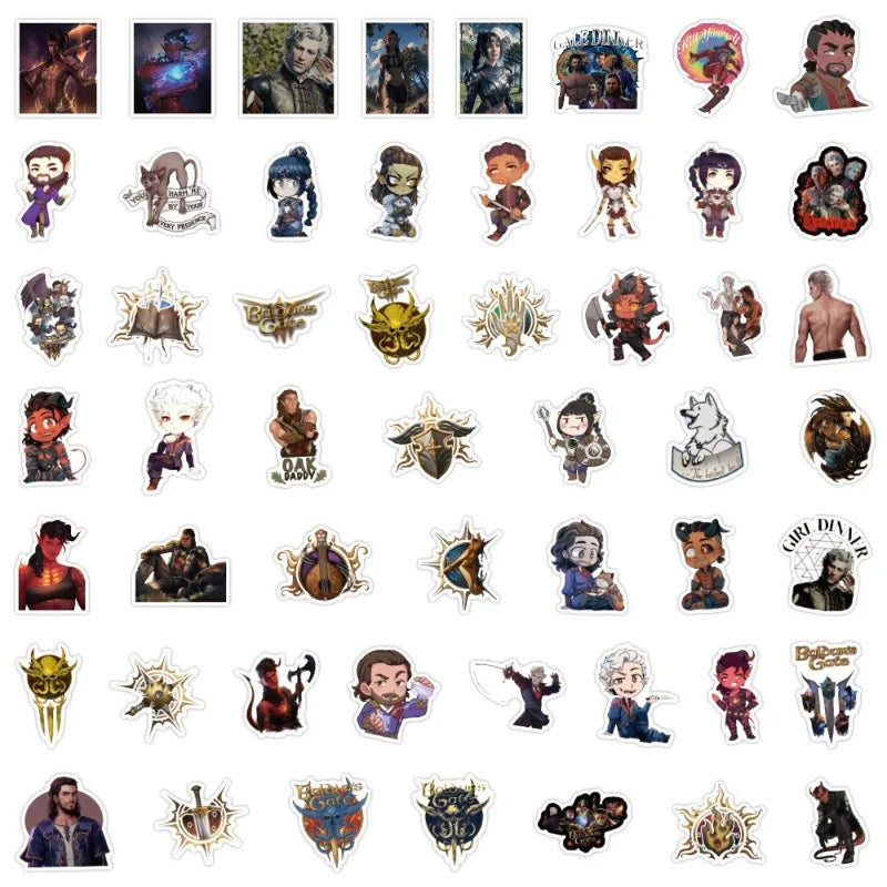 Kit com 50 Adesivos Baldur’s Gate 3