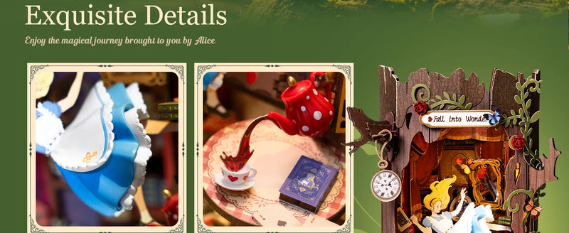 Kit de montagem Alice no País das Maravilhas Book Nook  | Aparador
