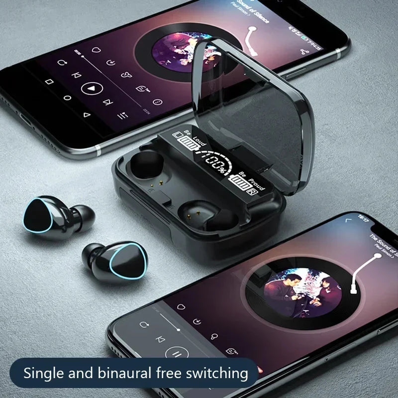 Fone de Ouvido M10 Bluetooth com Microfone – Estojo Carregador, Display LED e Som de Alta Qualidade