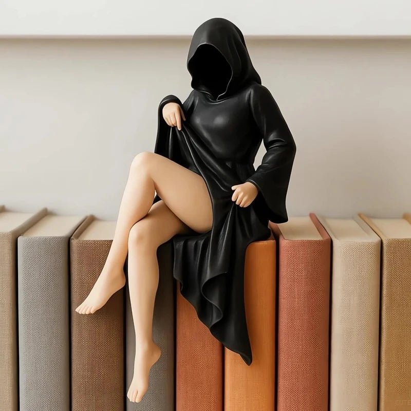 A Dama do Véu Sombrio – Estátua Gótica Encapuzada