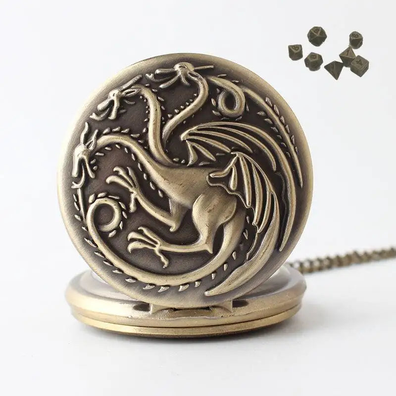 Relógio de Bolso com Mini Dados de Metal