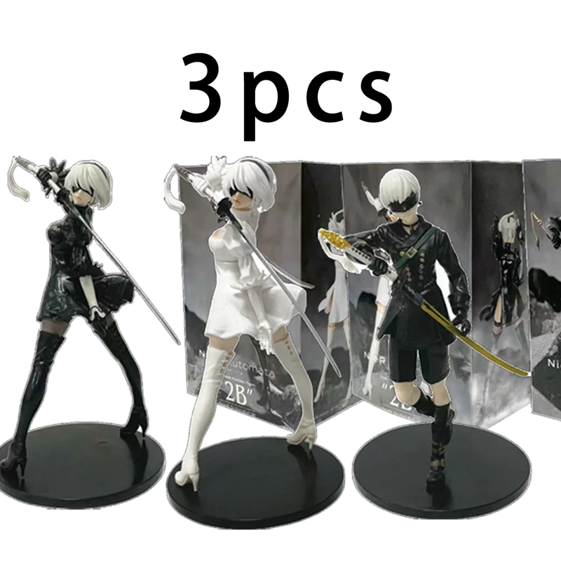 Figuras Nier: Automata – 2B, 9S e A2 | PVC 18cm