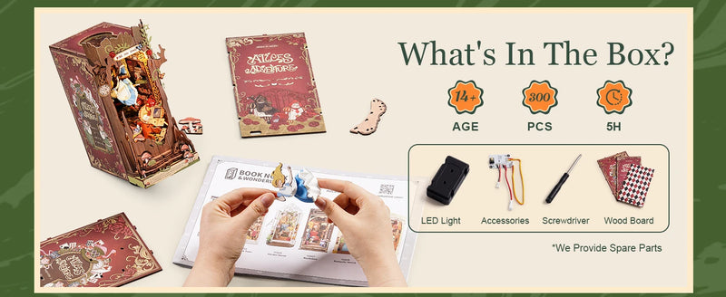 Kit de montagem Alice no País das Maravilhas Book Nook  | Aparador