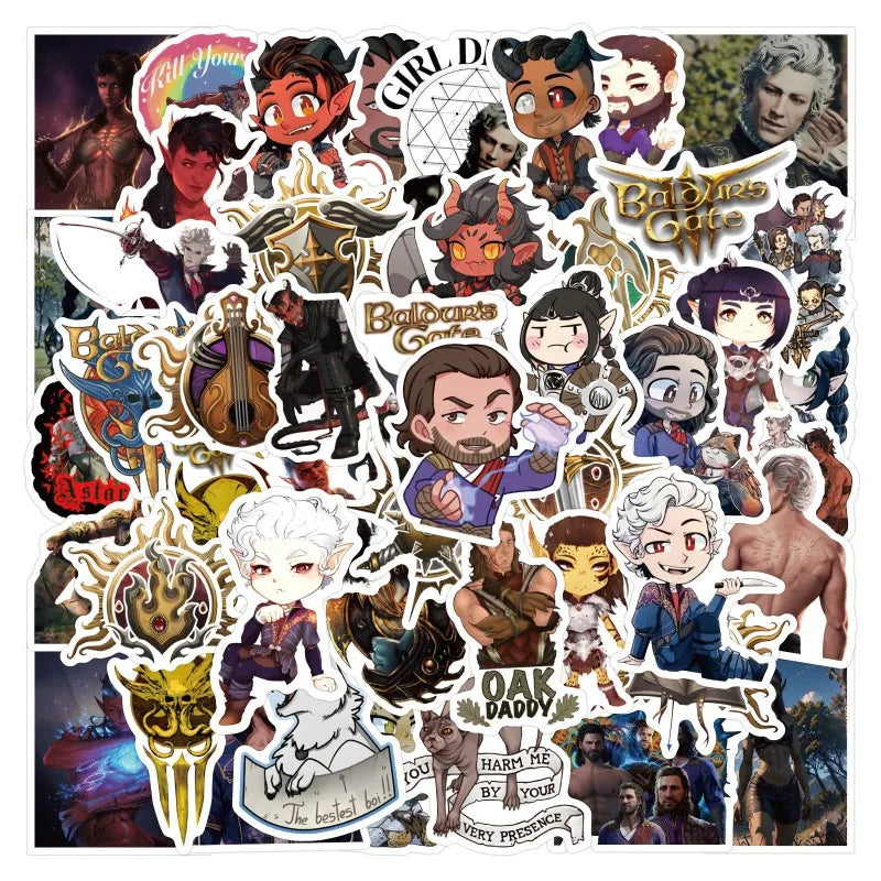 Kit com 50 Adesivos Baldur’s Gate 3