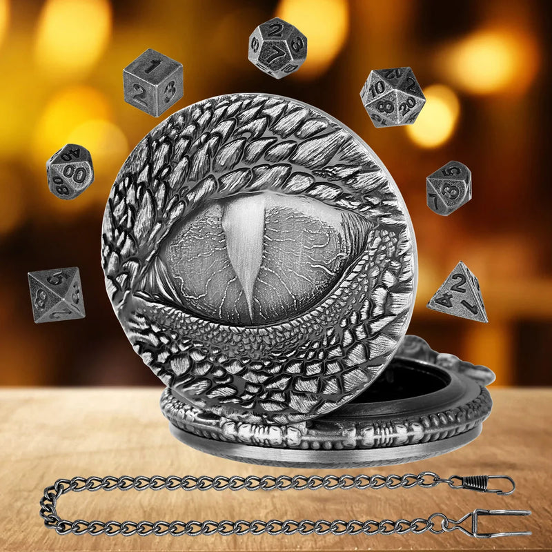 Relógio de Bolso com Mini Dados de Metal