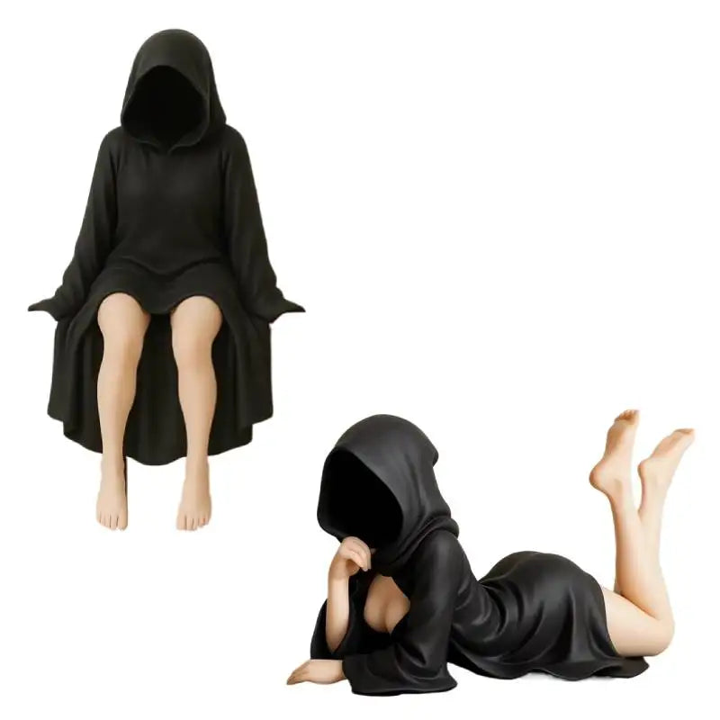 A Dama do Véu Sombrio – Estátua Gótica Encapuzada