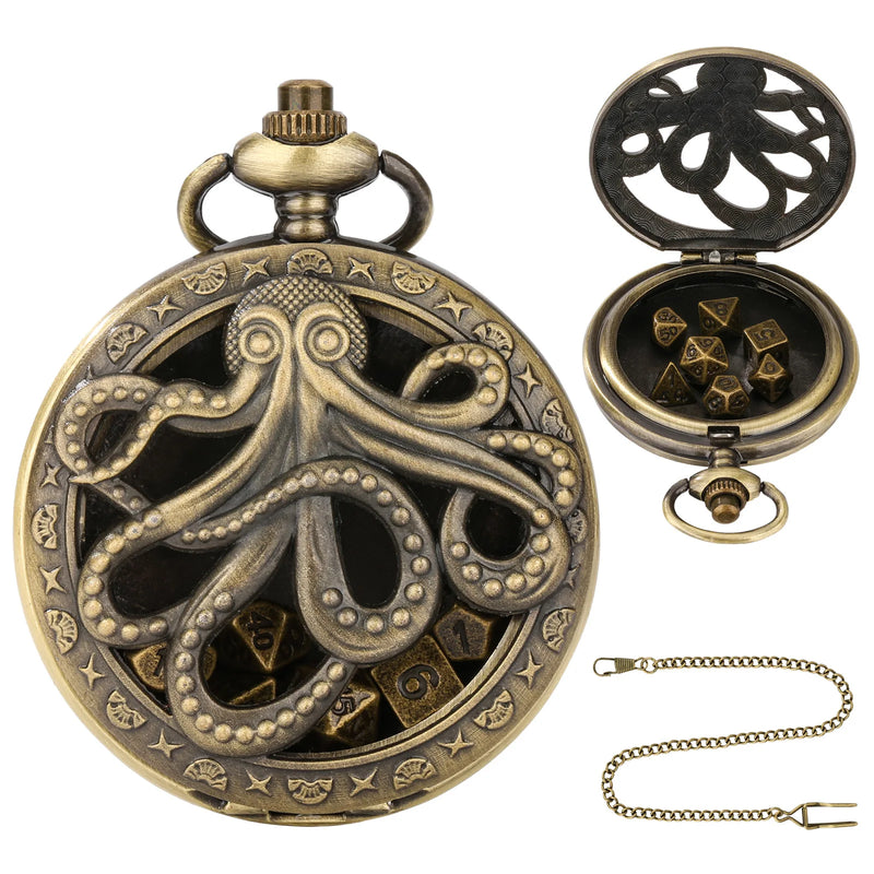 Relógio de Bolso com Mini Dados de Metal