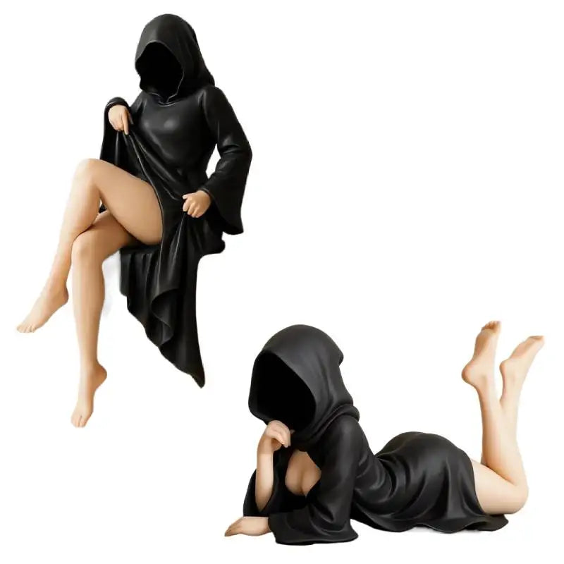 A Dama do Véu Sombrio – Estátua Gótica Encapuzada