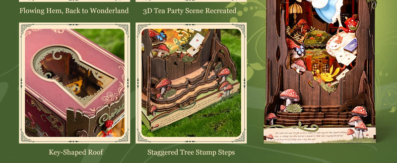Kit de montagem Alice no País das Maravilhas Book Nook  | Aparador