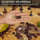 Conjunto de 60 Moedas Metálicas com Bolsa de Couro de Olho de Dragão