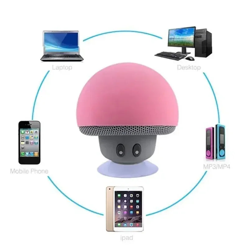 Mini Alto-Falante Bluetooth Cogumelo à Prova d’Água – Portátil e Divertido!