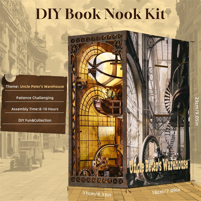 Kit Livro-Cenário “Dirigível Steampunk” – Mini Mundo em Madeira 3D | Faça você mesmo