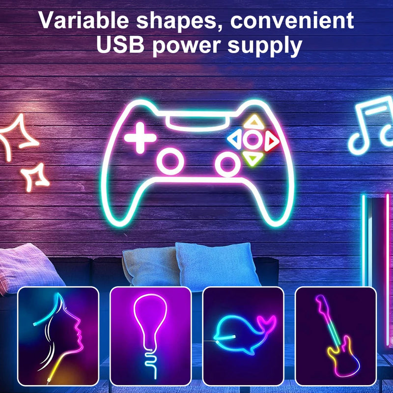 Fita LED Neon RGB 5V – USB, Bluetooth + Controle Remoto (1M / 2M / 3M / 5M)