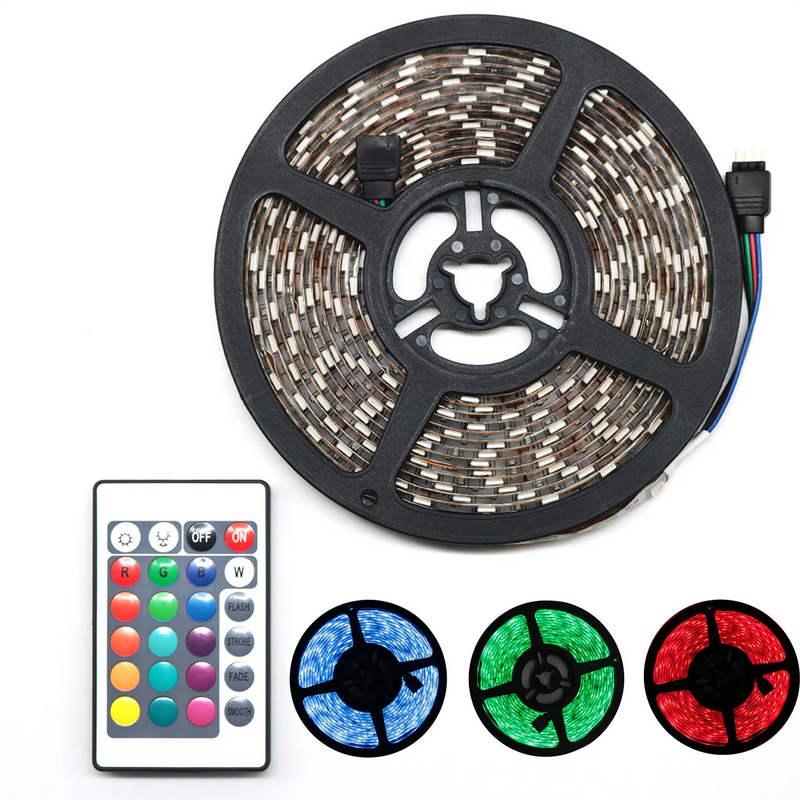 Fita LED RGB 5050 – 5 Metros com Controle e Fonte | À Prova d'Água – IP65 | Bivolt