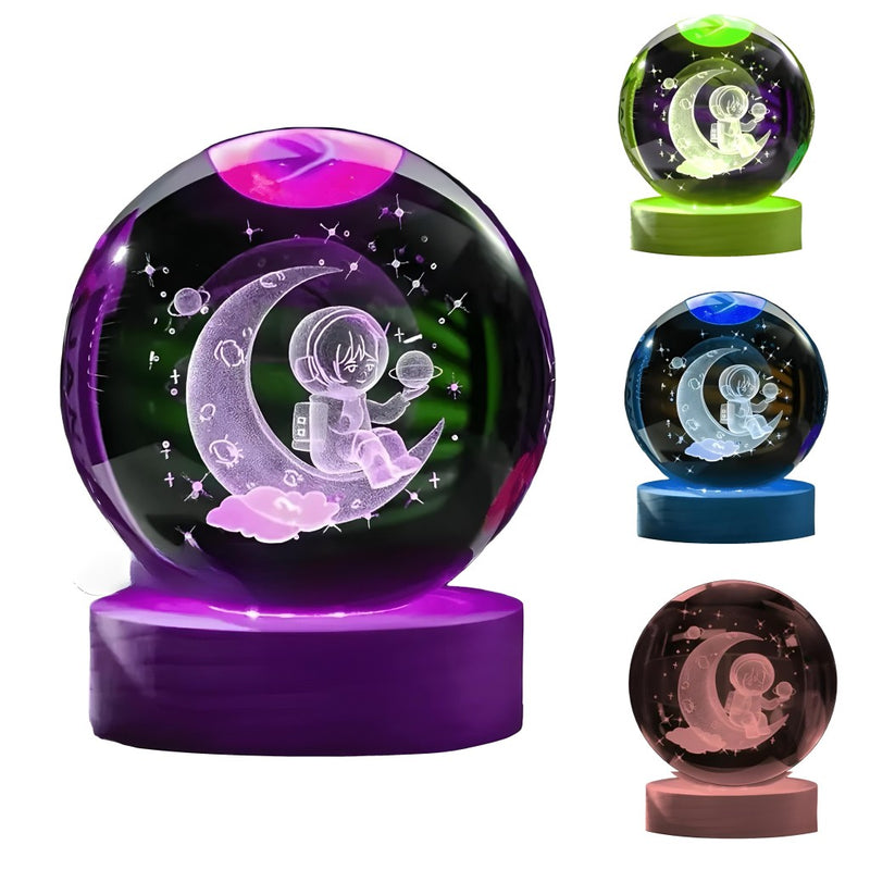Luminária De Mesa Bola De Cristal 3D LED RGB