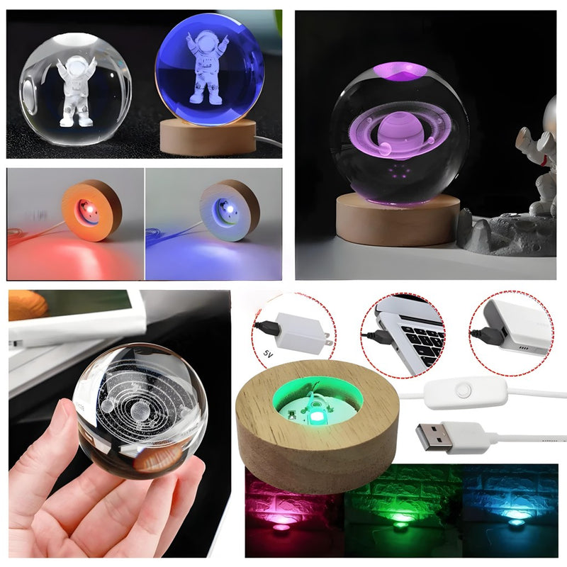 Luminária De Mesa Bola De Cristal 3D LED RGB