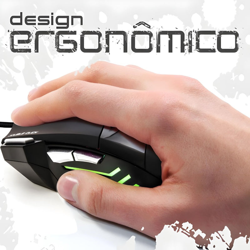 Mouse Gamer com fio 2400 DPI Com LED 7 Botões Anúbis V4 Knup KP-V4