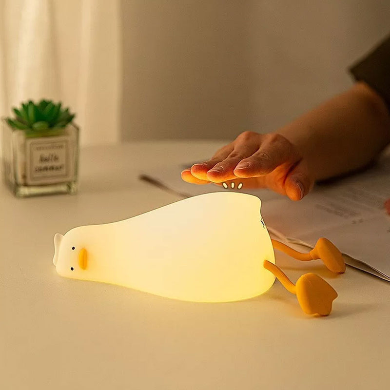Luminária Touch Luz Noturna Pato Deitado de Silicone