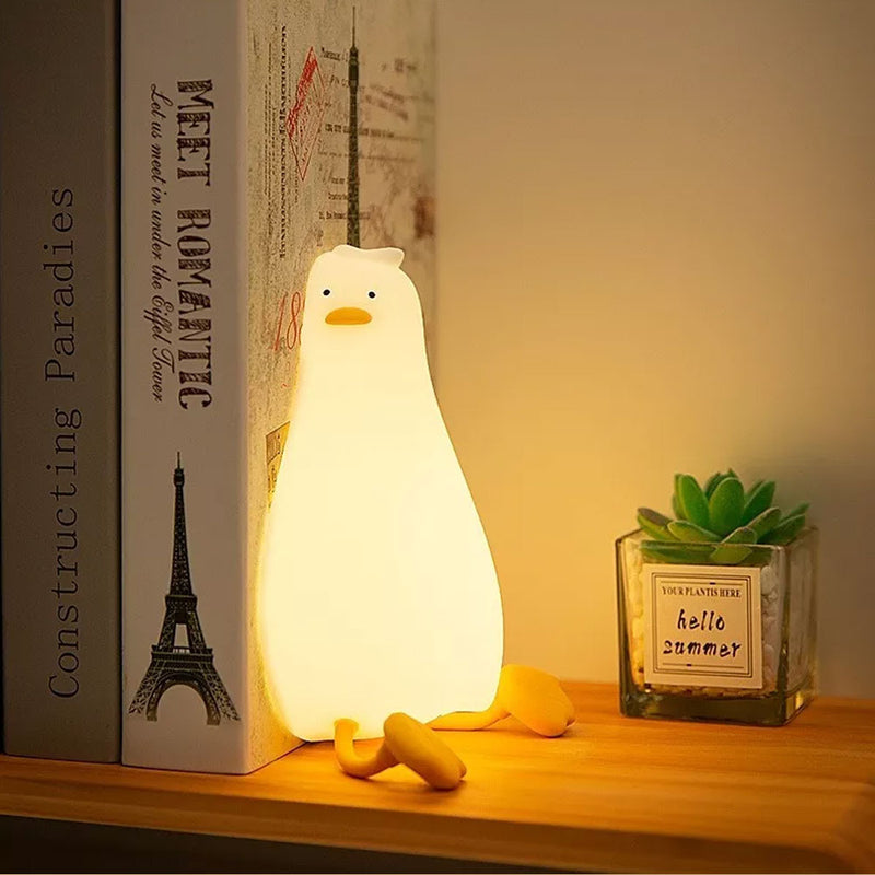 Luminária Touch Luz Noturna Pato Deitado de Silicone