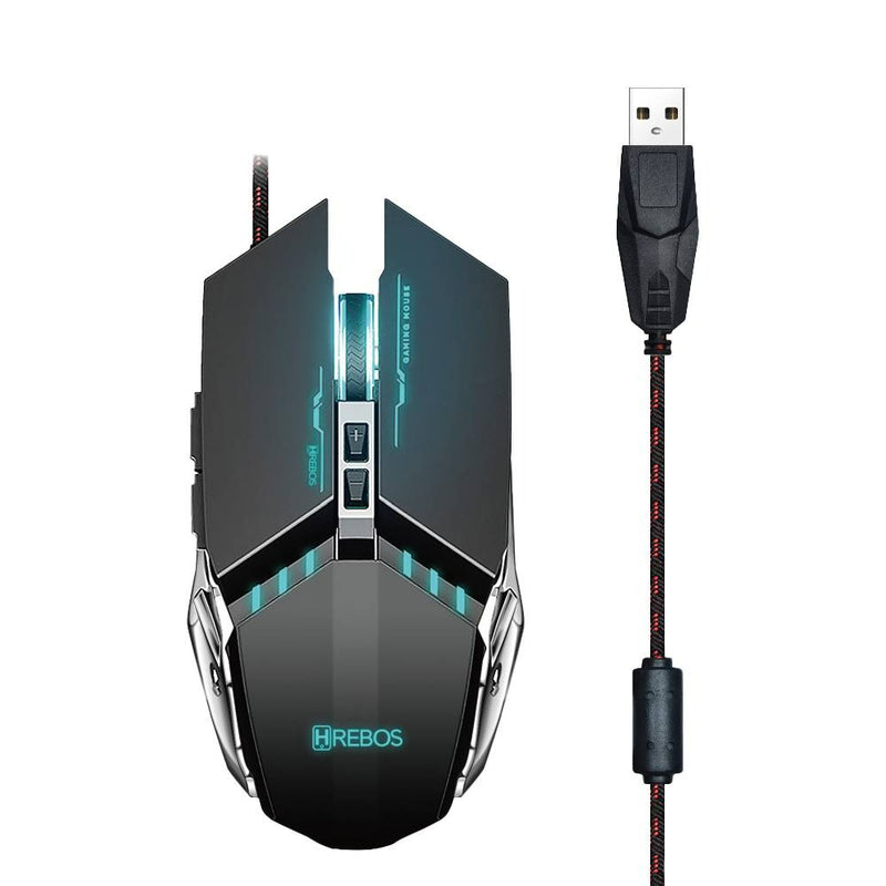 Mouse Gamer Com Fio USB 7 Botões LED RGB Hrebos HS-311